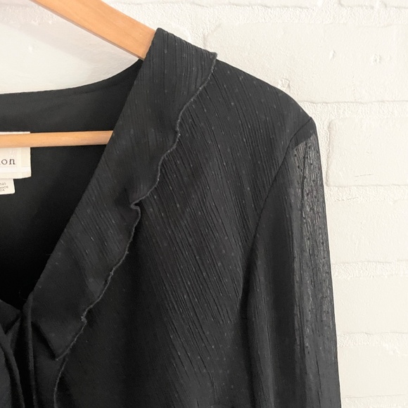 Vintage Blouse Sheer Flare sleeve Dark Romantic Ruffled Fairy Polka dot Sz 14 - Picture 8 of 15